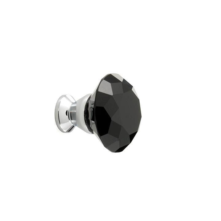 Bouton de meuble Héra Verre taillé Noir facetté et chrome - La Quincaillerie