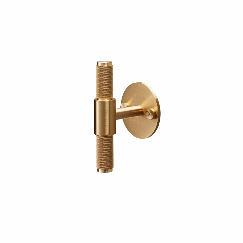 Bouton de meuble Cross Knurl avec Plaque - La Quincaillerie