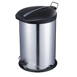 Cubo baÑo inox satinado 5ltrs c/pedal habitex (tapa negra)