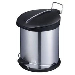 Cubo baÑo inox satinado 3ltrs c/pedal habitex (tapa negra)