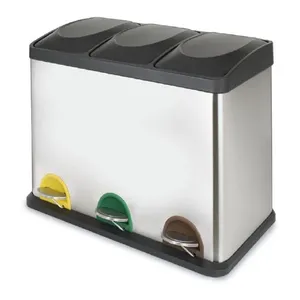 Cubo basura pedal ecologico cromado triple habitex