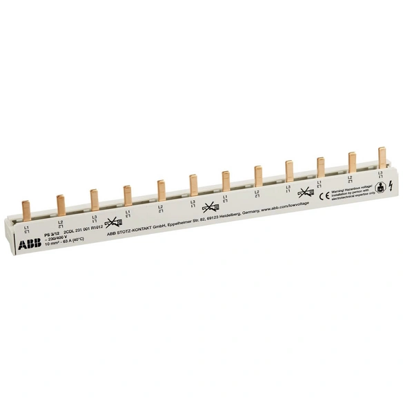 Phasenschiene, 63 A, Grau, Universal-Stiftschiene, 3-polig