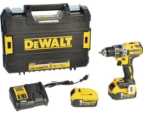 DeWalt Akku-Bohrschrauber DCD791P2 18 V inklusive 2 x Li-Ion XR Akkus (5,0 Ah), Ladegerät und Zubehör