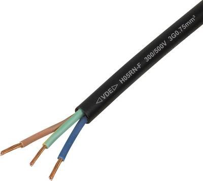 TRU COMPONENTS TC-13475128 Gummischlauchleitung H05RN-F 3 G 0.75 mm² Schwarz Meterware