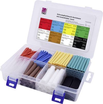 TRU COMPONENTS T1807CA007 Schrumpfschlauchsortiment Rot, Blau, Gelb, Grün, Transparent, Braun, Weiß, Schwarz Schrumpfrat