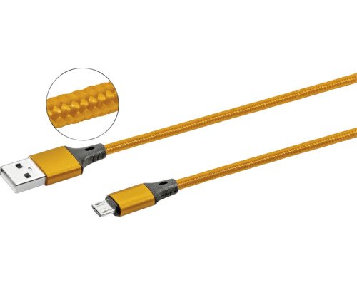 USB Kabel USB/Micro-USB 250 cm textil orange