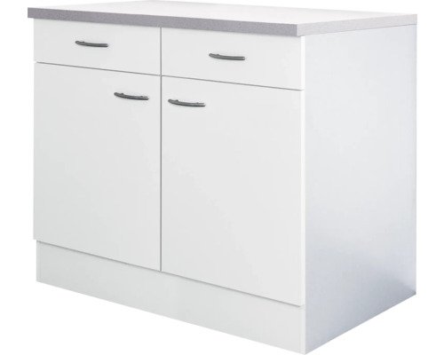 Unterschrank mit Schublade und Drehtür Flex Well Wito BxHxT 100x85x60 cm Frontfarbe weiss - Korpusfarbe weiss