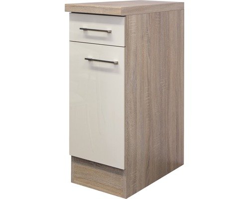 Unterschrank mit Schublade und Drehtür Flex Well Nepal BxHxT 30x86x60 cm Frontfarbe kaschmir glänzend - Korpusfarbe sonoma eiche