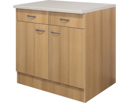 Unterschrank mit Schublade und Drehtür Flex Well Nano BxHxT 100x85x60 cm Frontfarbe buche - Korpusfarbe buche