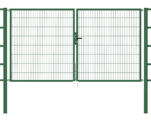 Stabgitter-Doppeltor ALBERTS Flexo 300 x 100 cm inkl. Pfosten 8 x 8 cm grün