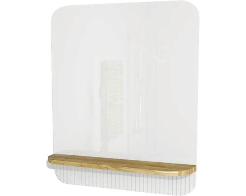 Spiegel mit Holzablage Devo Gloria 2.0 BxHxS 70x86x14 cm premium white supermatt geriffelt/natural oak wood