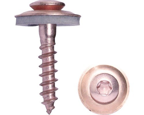 Spenglerschraube m. Dichtscheibe 4,5x25 mm Edelstahl rostfrei A2 verkupfert, 100 Stück