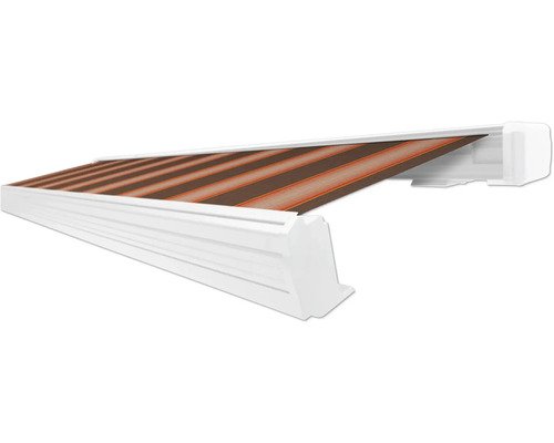 SOLUNA Kassettenmarkise Exquisit 2,5x2 Dessin S3013 Gestell RAL 9010 reinweiss Antrieb rechts inkl. Motor und Wandschalter