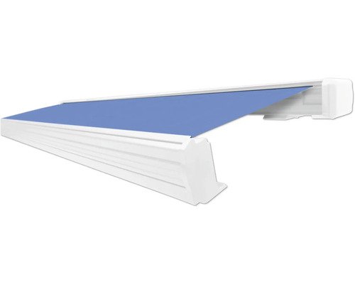 SOLUNA Kassettenmarkise Exquisit 2,5x2 Dessin S2828 Gestell RAL 9010 reinweiss Antrieb rechts inkl. Motor und Wandschalter