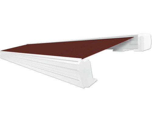 SOLUNA Kassettenmarkise Exquisit 2,5x2 Dessin S2209 Gestell RAL 9010 reinweiss Antrieb rechts inkl. Motor und Wandschalter