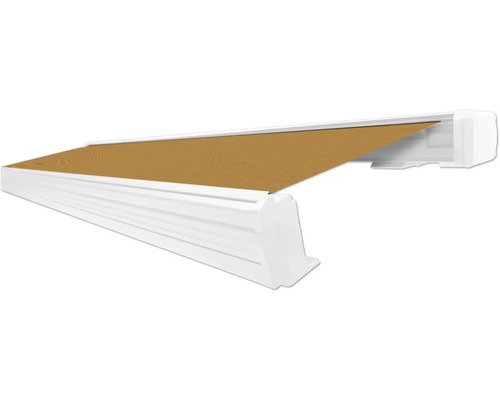 SOLUNA Kassettenmarkise Exquisit 2,5x2 Dessin S2180 Gestell RAL 9010 reinweiss Antrieb rechts inkl. Motor und Wandschalter