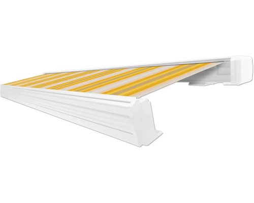 SOLUNA Kassettenmarkise Exquisit 2,5x2 Dessin 30A774 Gestell RAL 9010 reinweiss Antrieb rechts inkl. Motor und Wandschalter