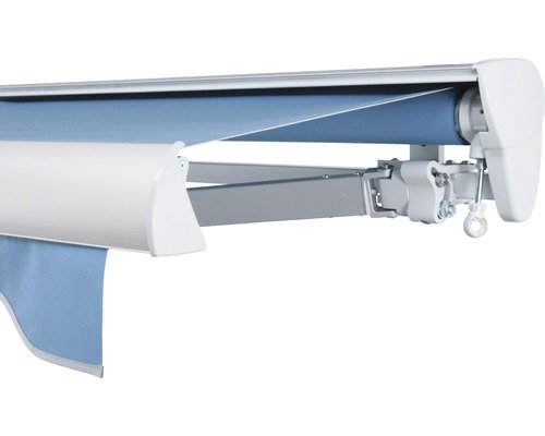 SOLUNA Halbkassettenmarkise Classic 2,5x1,5 Stoff Dessin 8204 Gestell E6EV1 silber eloxiert Antrieb rechts inkl. Kurbel