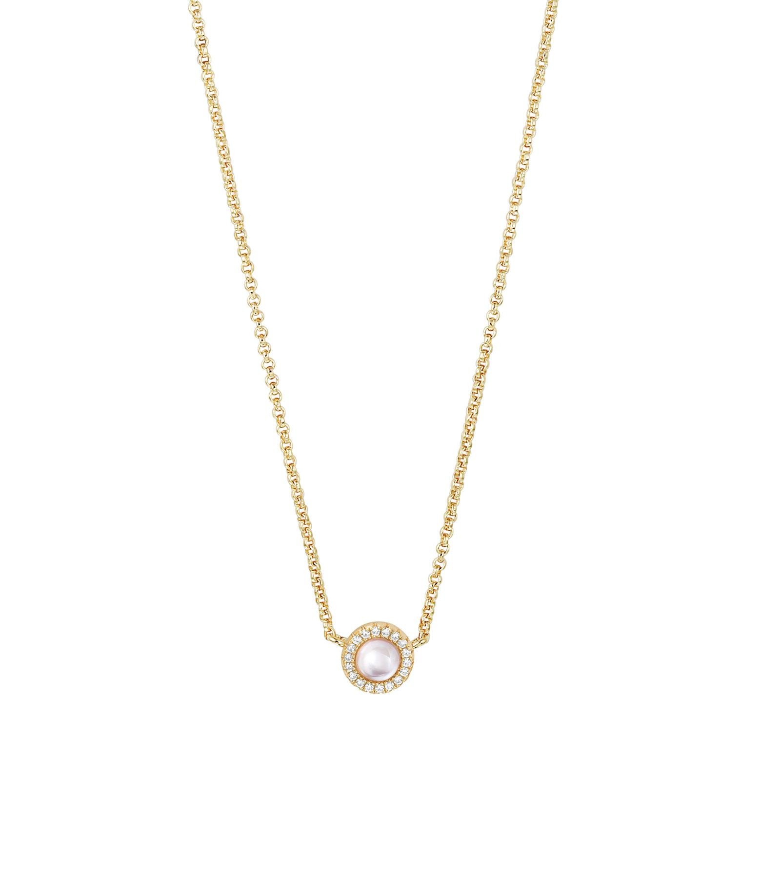 Perlmutt mit Zirkonia Kette 1948 Vergoldet
