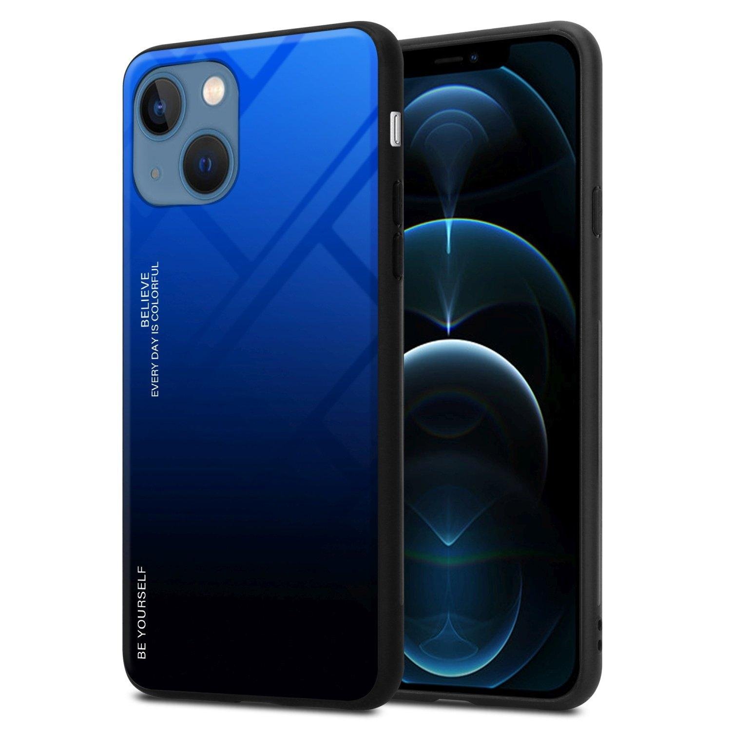 Cadorabo Hülle kompatibel mit Apple iPhone 13 MINI - Zweifarbige Schutzhülle aus TPU Silikon und Rückseite aus Tempered Glas
