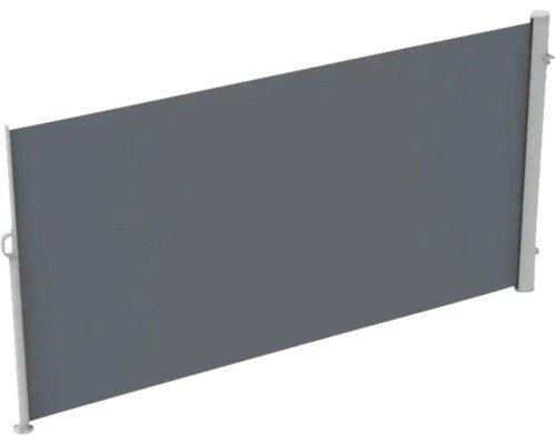 Seitenmarkise ausziehbar 1,6x3 Stoff Uni anthrazit Gestell RAL 9006 weissaluminium mit abnehmbarem Pfosten