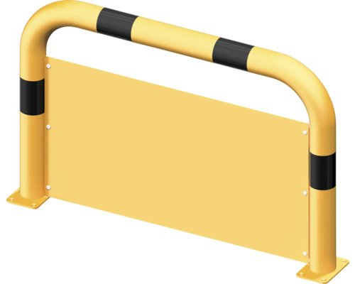 Schutzbügel mit Unterfahrschutz Stahlrohr Ø 76 mm zum Aufdüblen gelb-schwarz B = 1000 mm H = 650 mm