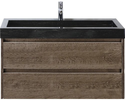Sanox Natursteinwaschbecken mit Unterschrank Dante BxHxT 101 cm x 58 cm x 45.5 cm Frontfarbe tabacco