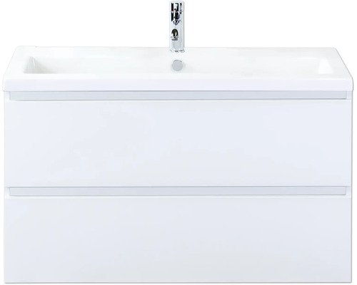 Sanox Keramikwaschbecken mit Unterschrank Vogue BxHxT 100 cm x 59 cm x 41 cm Frontfarbe weiss hochglanz