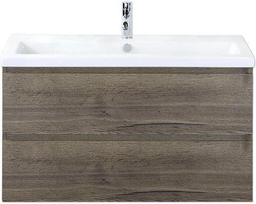 Sanox Keramikwaschbecken mit Unterschrank Vogue BxHxT 100 cm x 59 cm x 41 cm Frontfarbe tabacco