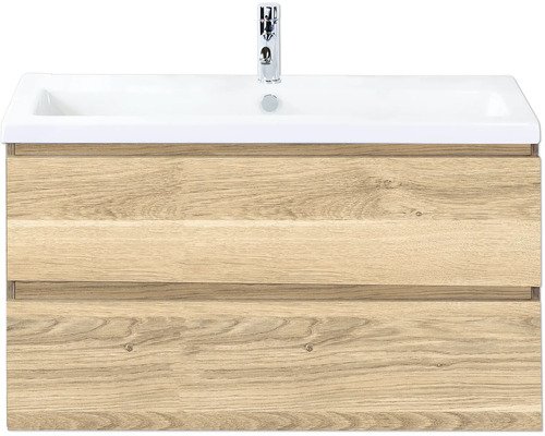 Sanox Keramikwaschbecken mit Unterschrank Vogue BxHxT 100 cm x 59 cm x 41 cm Frontfarbe eiche grau