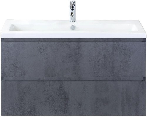 Sanox Keramikwaschbecken mit Unterschrank Vogue BxHxT 100 cm x 59 cm x 41 cm Frontfarbe beton anthrazit