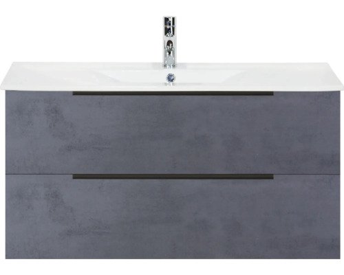 Sanox Keramikwaschbecken mit Unterschrank Seville BxHxT 100 cm x 52 cm x 46 cm Frontfarbe beton anthrazit