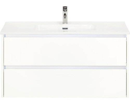 Sanox Keramikwaschbecken mit Unterschrank Dante BxHxT 101 cm x 52 cm x 46 cm Frontfarbe weiss hochglanz