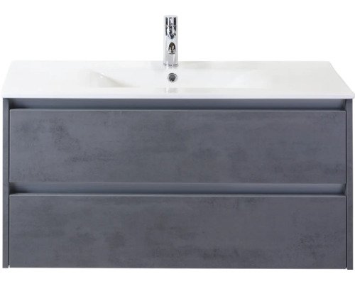 Sanox Keramikwaschbecken mit Unterschrank Dante BxHxT 101 cm x 52 cm x 46 cm Frontfarbe beton anthrazit