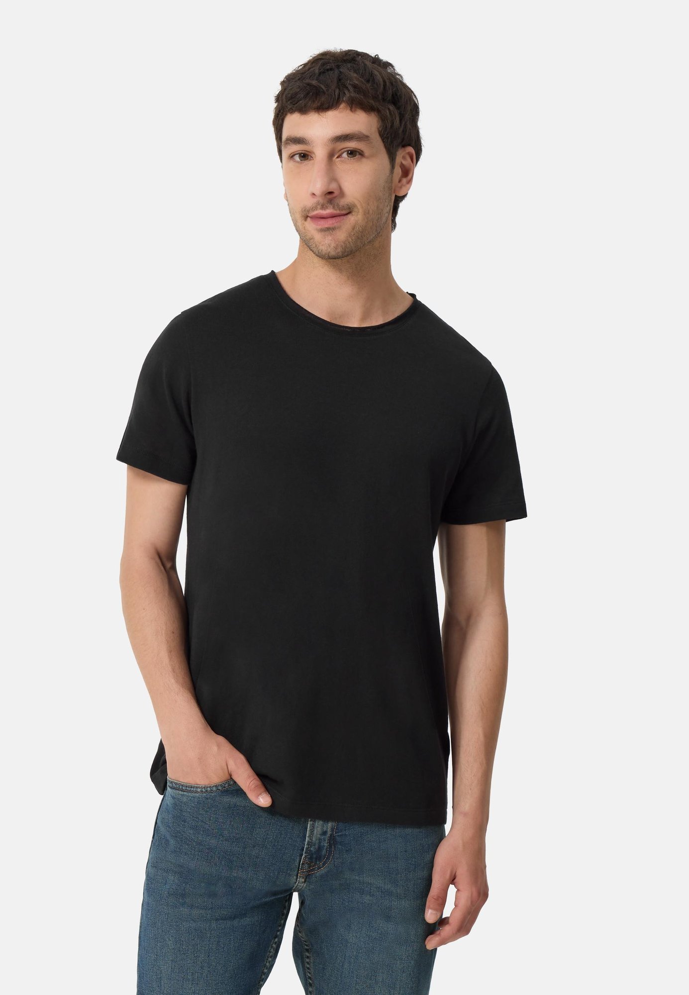 Wolle Kaschmir T-Shirt mit Rundhals