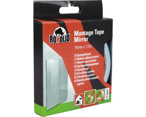 ROXOLID Spiegelklebeband Montageband weiß 19 mm x 1,5 m