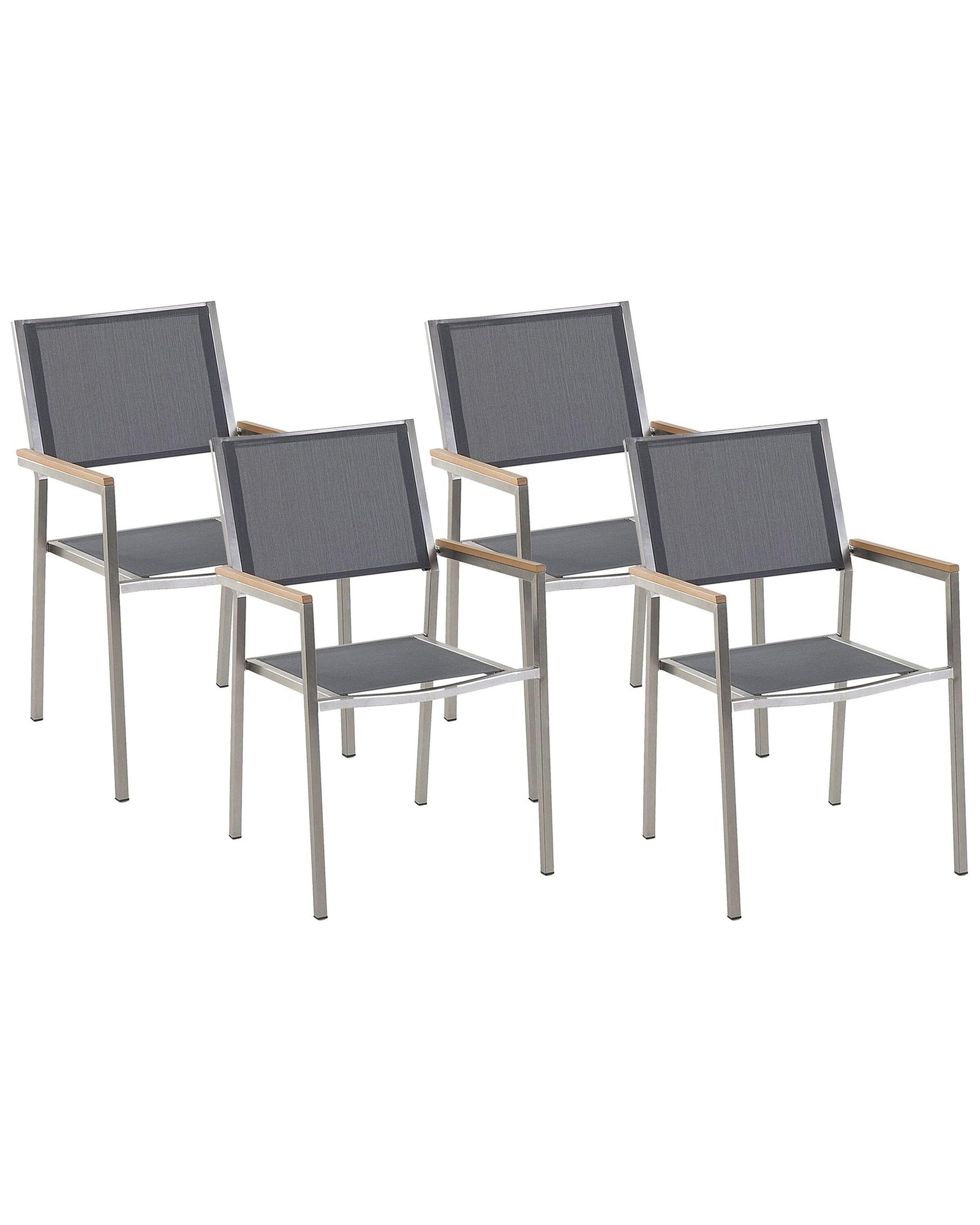 Gartenstuhl 4er Set aus Edelstahl Modern GROSSETO