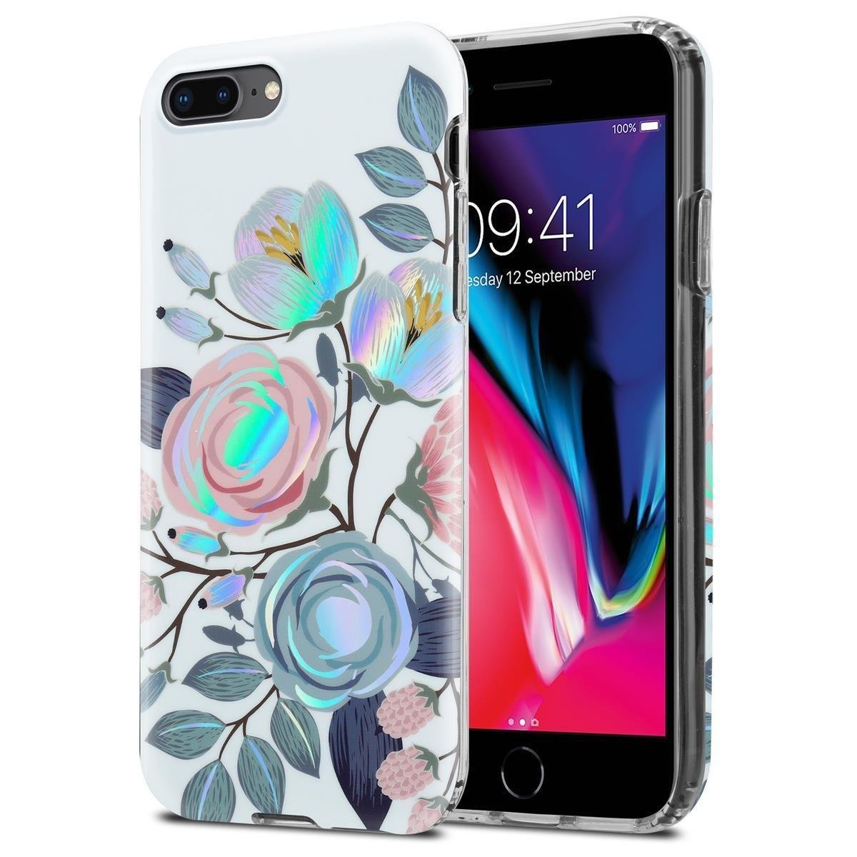 Hülle für Apple iPhone 7 PLUS 7S PLUS 8 PLUS aus TPU Silikon mit floralem Muster