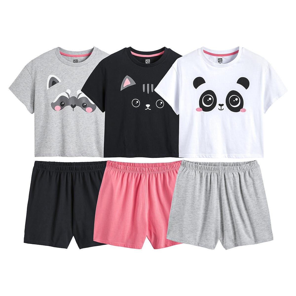 3er-Pack Kurzpyjamas mit Tiermotiven