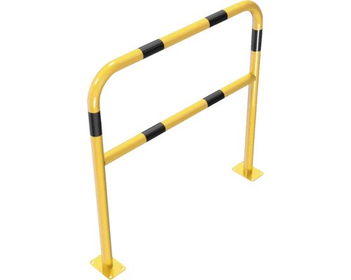 Rohrbügel Stahlrohr Ø 48 mm x 2,5 mm mit Querholm für Dübelbefestigung schwarz-gelb B = 1000 mm H = 1000 mm