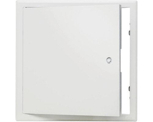 Revisionstür Softline Stahlblech verzinkt weiss RAL 9016 mit versenktem 4-Kantverschluss und 1-teiliger Rahmen 150 mm x 150 mm