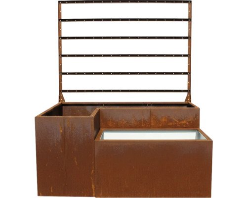Hochbeet Palatino Urban Nexus Corten-Stahl 150 cm x 100 cm x 183 cm rostfarben inkl. Rankgitter