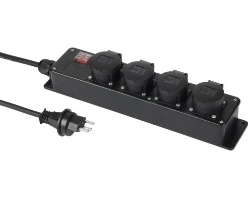 Steckdosenleiste 4 x T23 schwarz 3 m Kabel