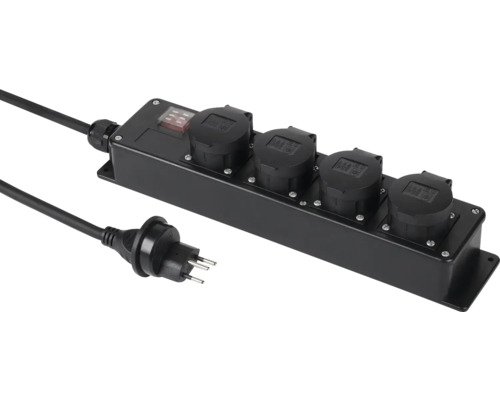 Steckdosenleiste 4 x T13 schwarz 3 m Kabel