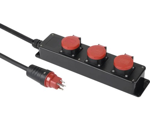 Steckdosenleiste 3 x T25 schwarz 3 m Kabel