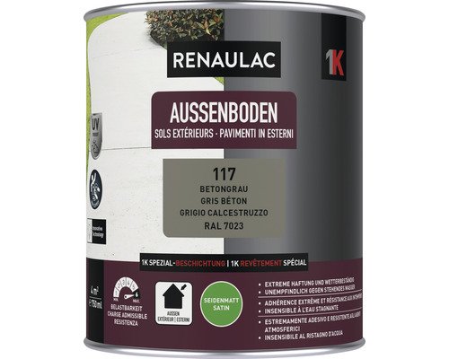 RENAULAC Aussenbodenfarbe - unempfindlich gegen stehendes Wasser - seidenmatt betongrau 0.75 l