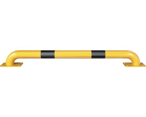 Rammschutz-Balken Stahlrundrohr Ø 60 mm zum Aufdübeln mit abgeschrägten Enden gelb-schwarz L = 1200 mm H = 115 mm