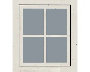 Einzelfenster für Gartenhaus 28/38 mm Karibu Dreh-/Kippbeschlag mit Umrüstleisten Set für 38 mm 69x80 cm elfenbeinweiss