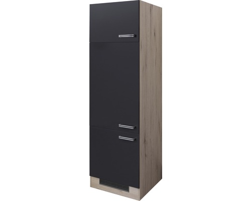 Kühlumbauschrank Flex Well Santo BxHxT 60x200x57 cm Frontfarbe anthrazit - Korpusfarbe san remo eiche hell