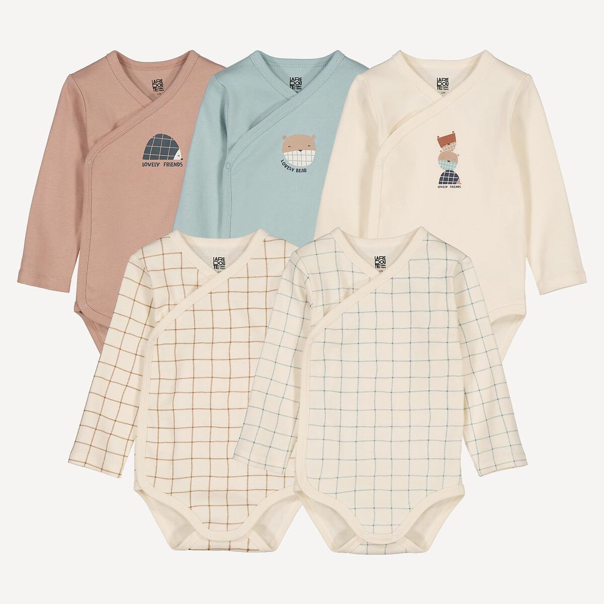 5er-Pack Baby Wickelbodys mit langen Ärmeln